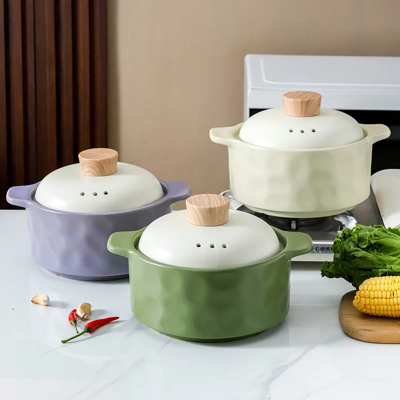 One Piece Dropshipping Nordic Simple Cream Style Ceramic Casserole Household Soup Pot High Temperature Dry Cooking Stew Pot