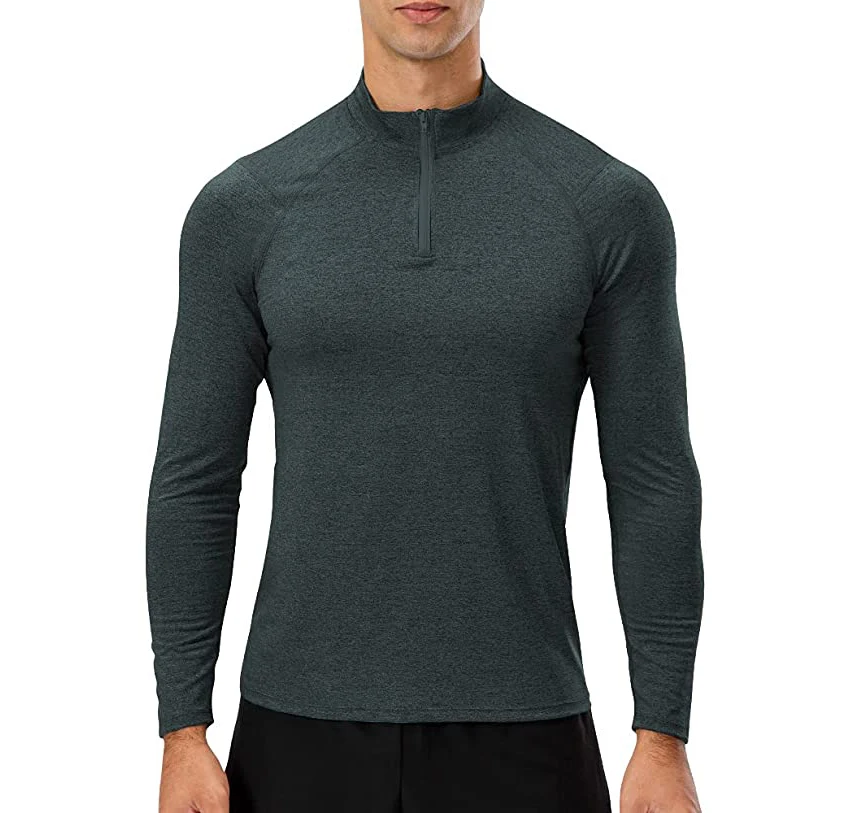 Shirt For Men 1/4 Zipper Workout Long Sleeve T Shirt Men Pullover Half Zip Sports Running Sweat Absorption And Flash Drying T Sh