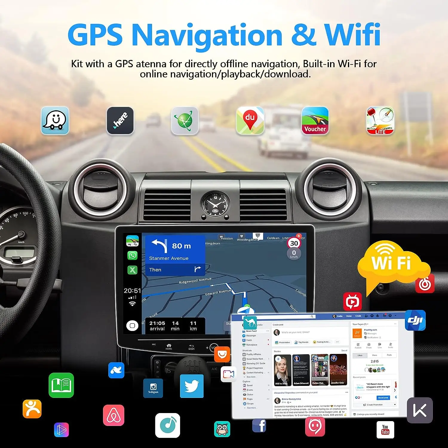 Car GPS Navigation Android 12 8Core 8+128GB Carplay Screen Android Auto 4G LTE DSP Car Stereo