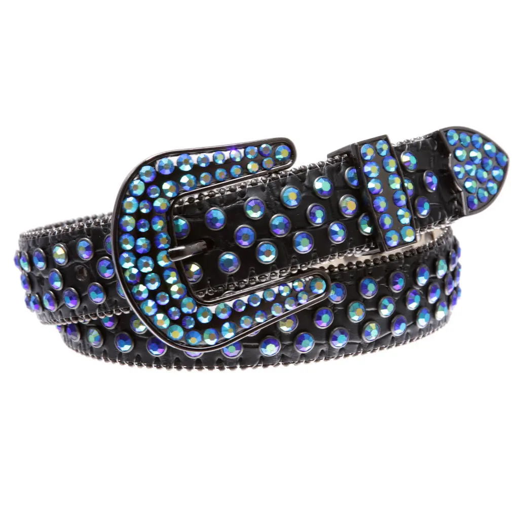 Kids Cowboy Cowgirl Classic Western Belt Rhinestone Crystal Studded Boho Concho Skinny Leather Belt
