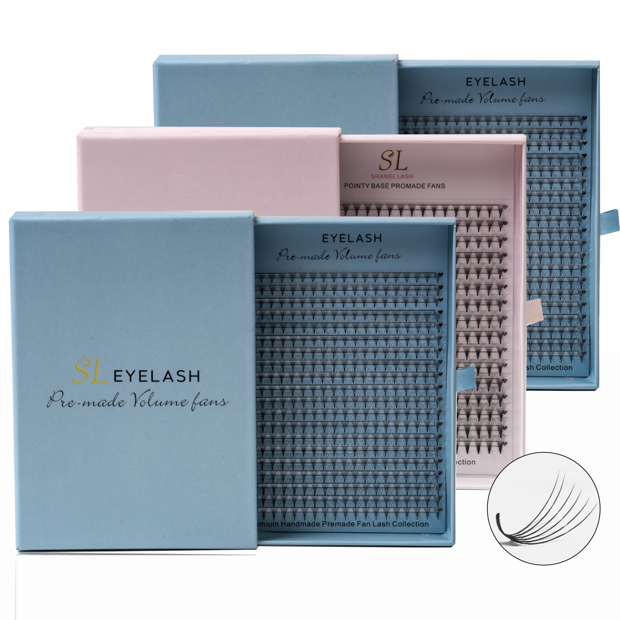 Narrow Stem Promade Fan Eyelashes Vendor 6d 7d 8d 9d 10d 12d 14d 16d Faux Mink Pre Made Fans Pointy Base Promade Volume Fans