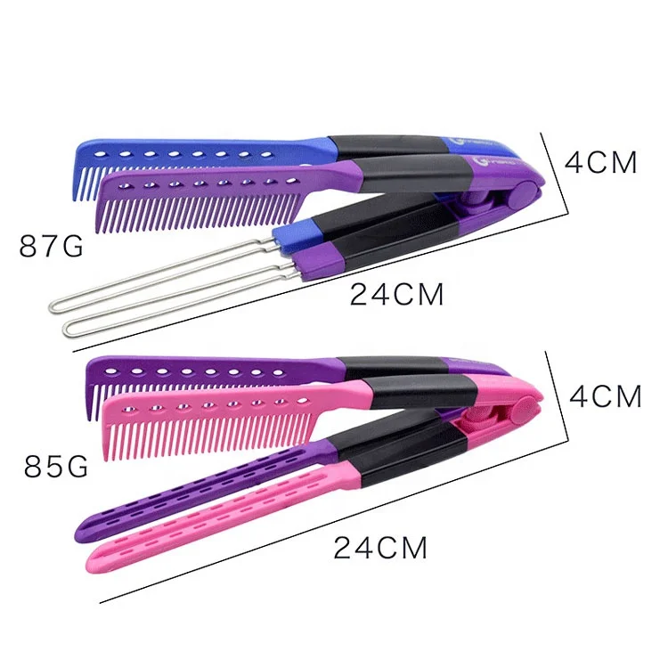 
Pink and purple foldable comb high temperature resistance custom hot comb 450 degrees instant tweezer with comb 
