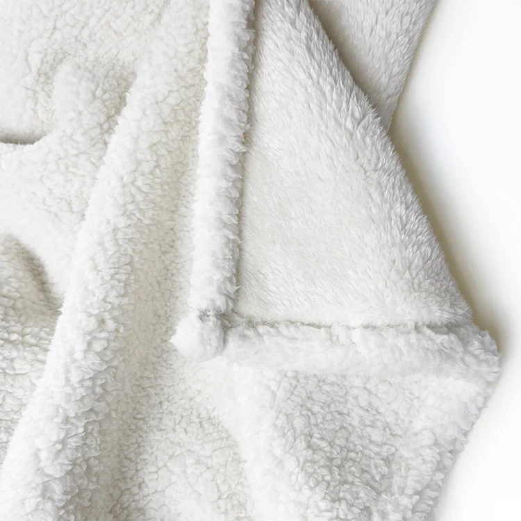 White oversized sherpa knit blanket soft plush sherpa blanket for winter