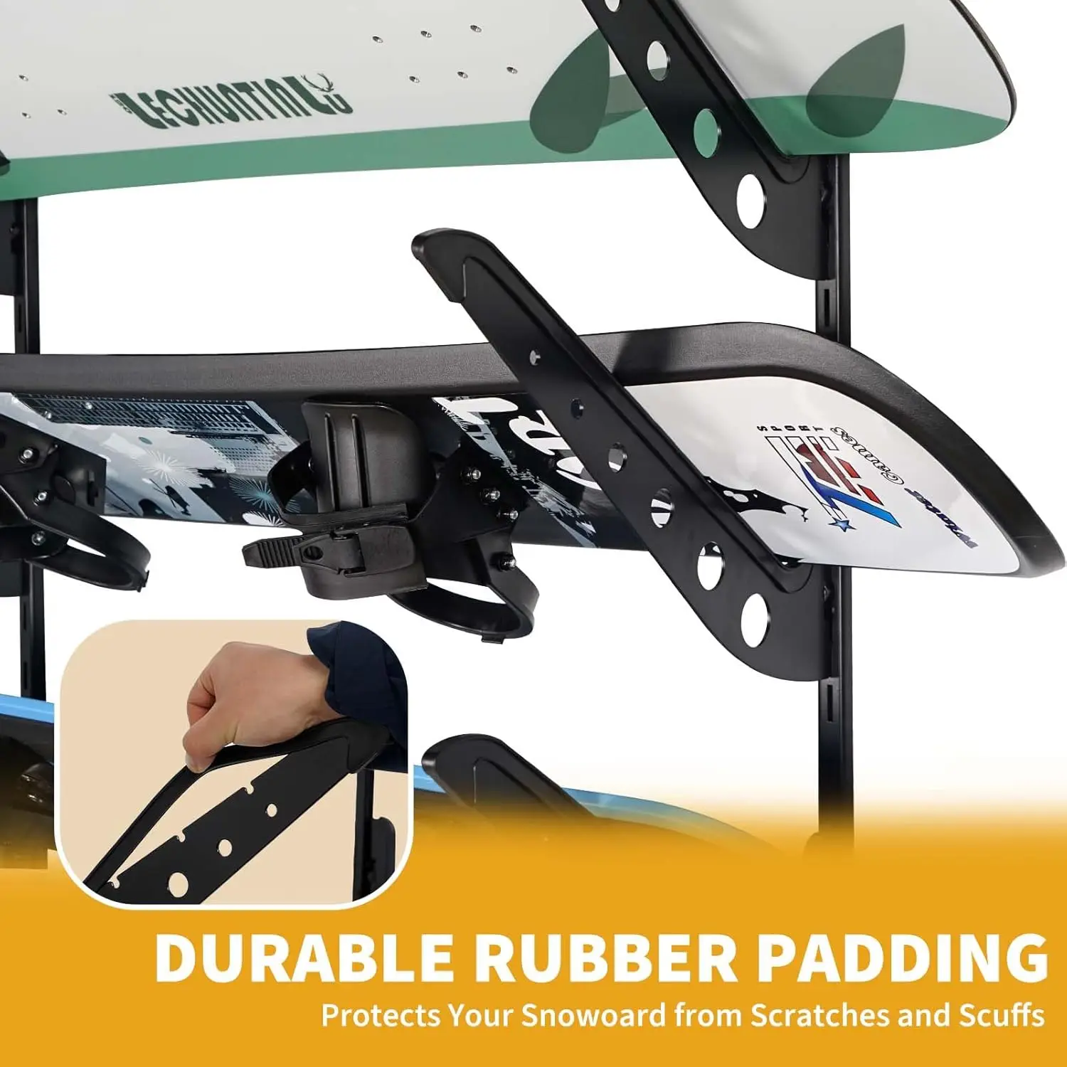 Adjustable Storage Rack for Ski Surfboard Wakeboard Snowboard-Black Wall Mount Display 5 Board Capacity