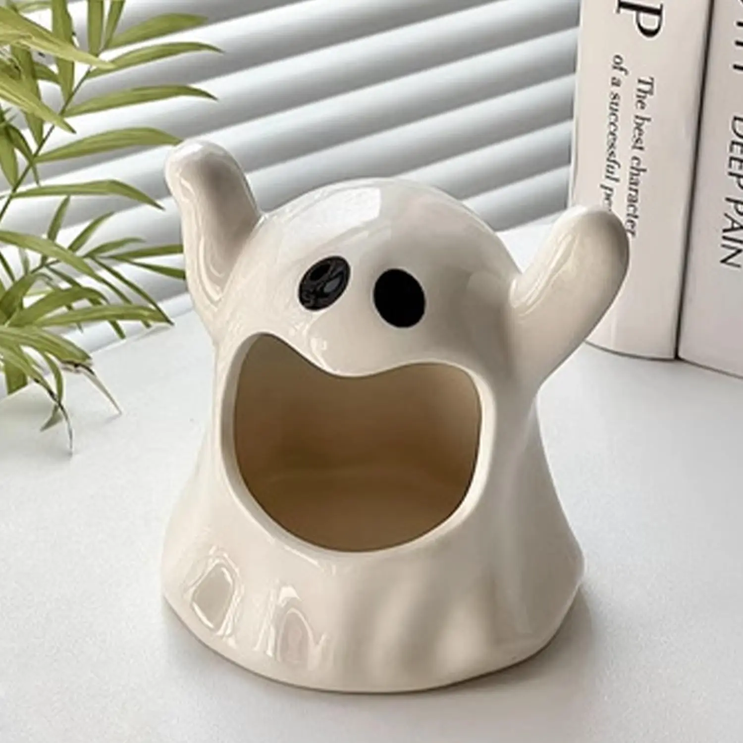 Ghost Shape Ceramic Candy Dish Halloween Candy Bowl Ceramic Ghost Jewelry Box Halloween Party Decoration