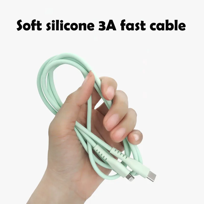 MFI certified  Type c to lighting soft silicone 3A fast charging cable for iphone 14 pro  max