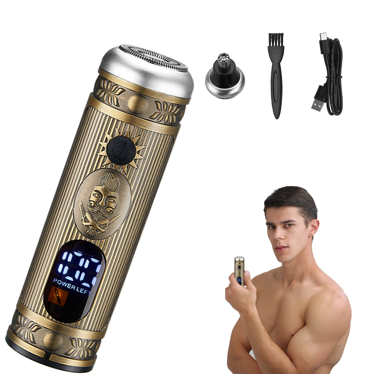 Professional electric Clipper USB Rechargeable stainless steel 2 in 1 Ear and Nose Hair Trimmer