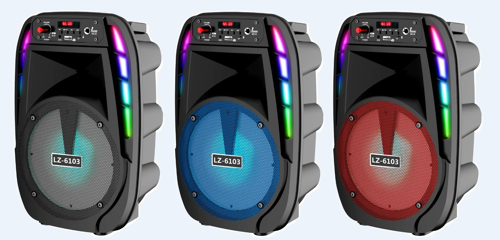 Hot Sale Large Outdoor Speakers,6 Inch Karaoke Speaker With Mic Function,Outdoor Wireless Blue Tooth Colorful Led Light Speaker