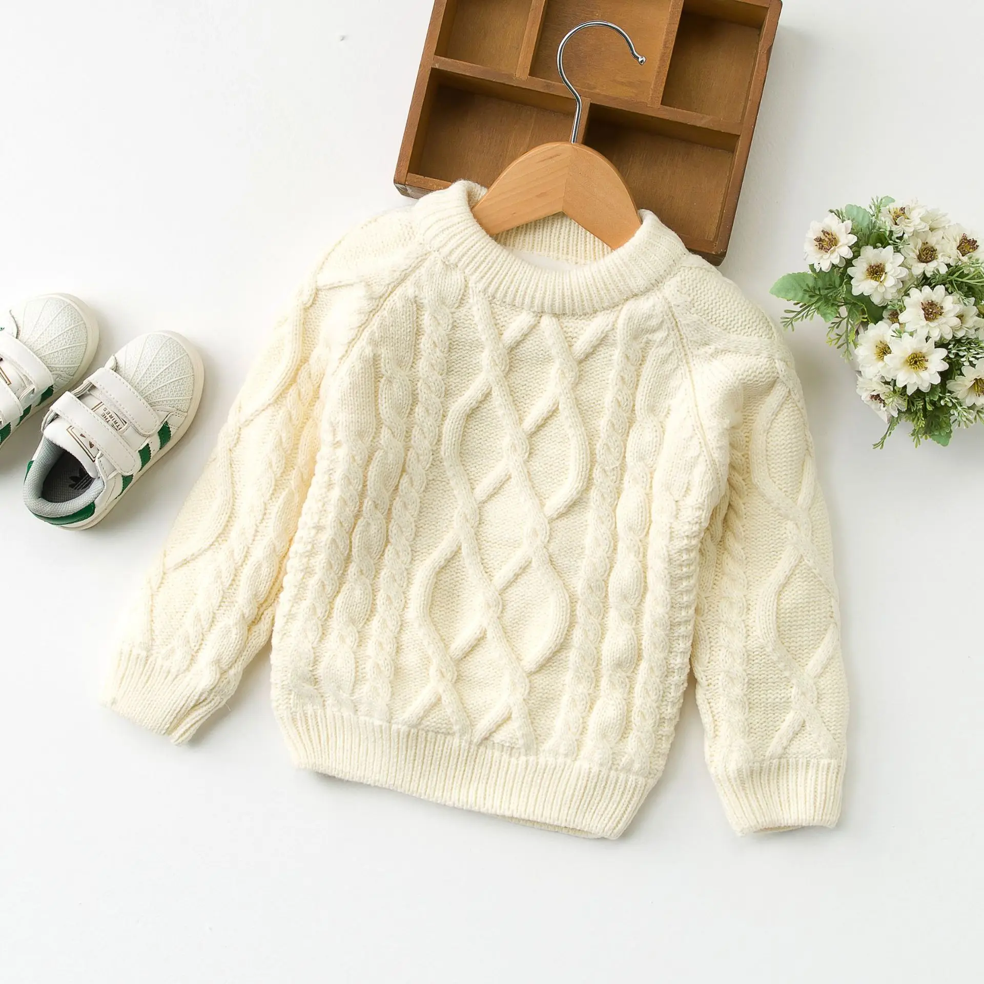 
2019 winter cotton knitted o-neck baby top clothes 