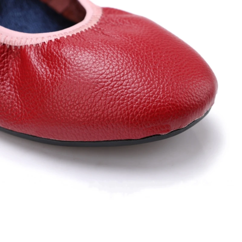 new model classic leather dance shoes ballerina women flat sandals soft sole gym foldable ladies flat shoes