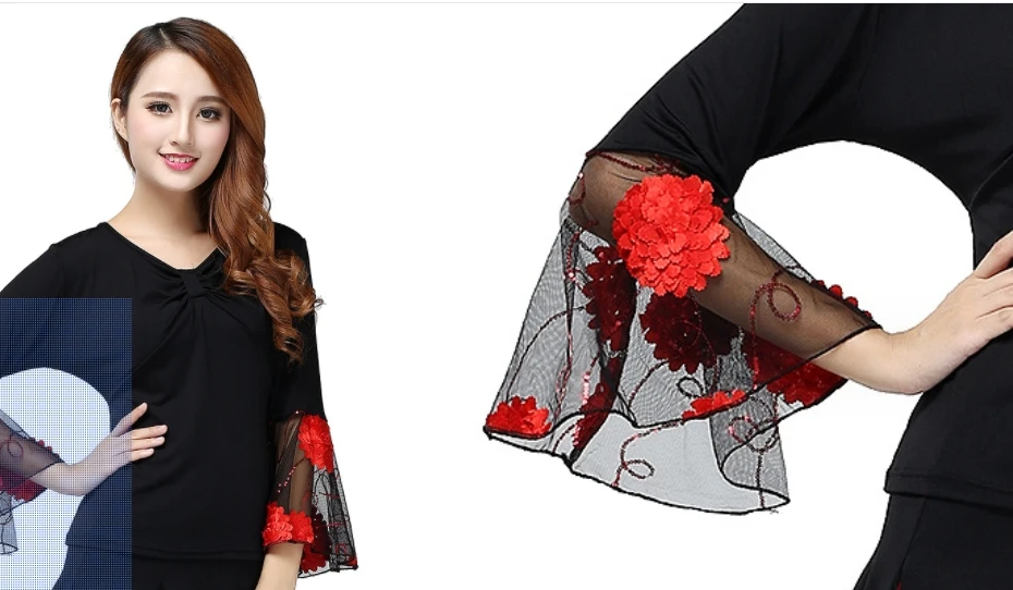 Oversized L-5XL  modern Barllroom dance Practice V-neck long sleeved Blouses top