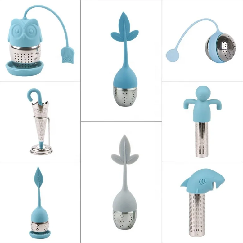 Wholesale owl silicone tea maker reusable filter tea tools or kitchen stainless steel tea infuser