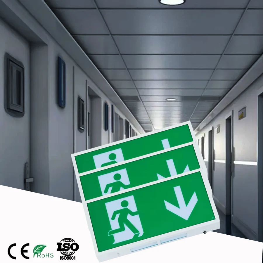 Fire Resistant Led Emergency Exit Sign Single Side Maintained  Rechargeable Exit Sign Corridor Home Garage Exit Sign light