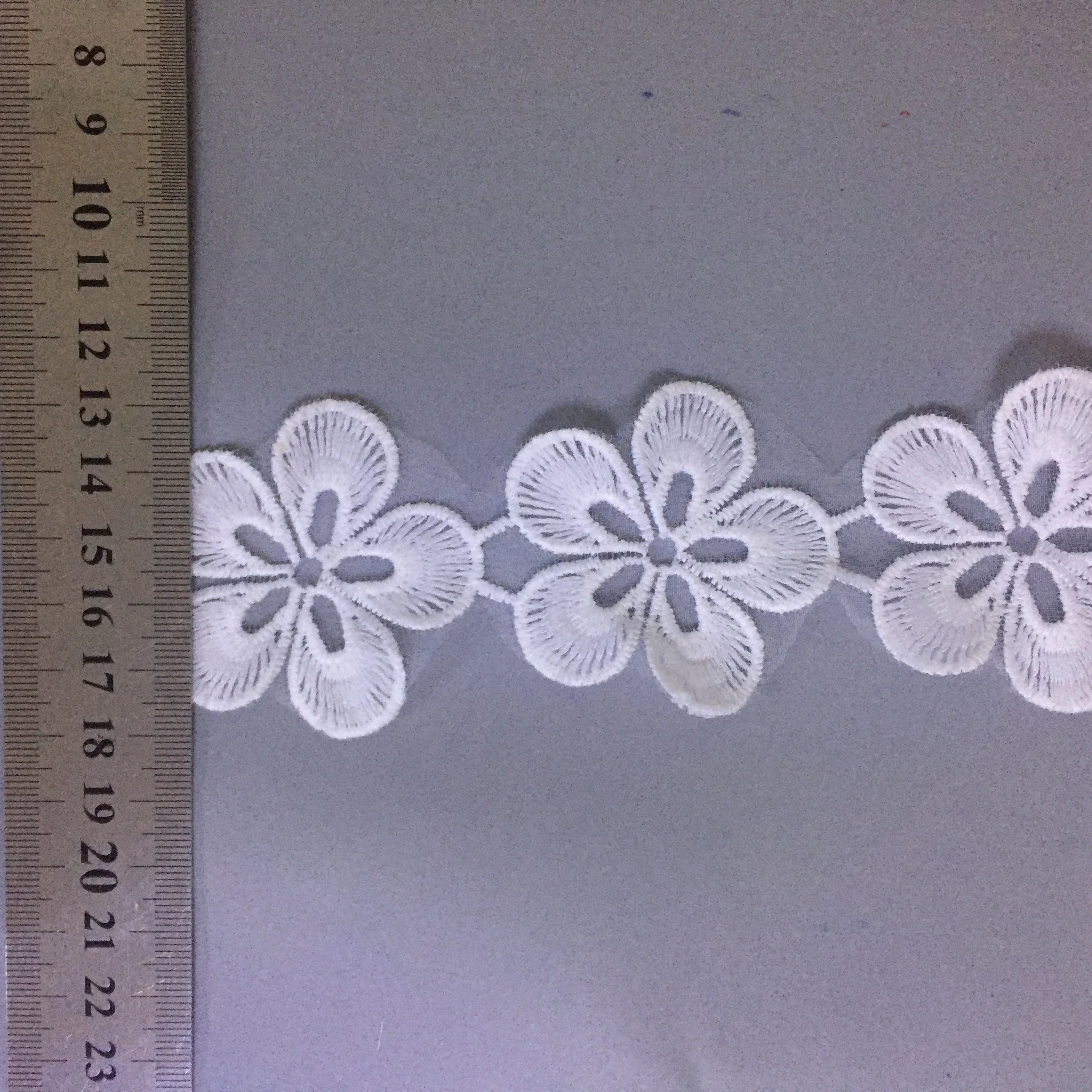 5cm flower motif organza embroidery lace trim for wedding gown