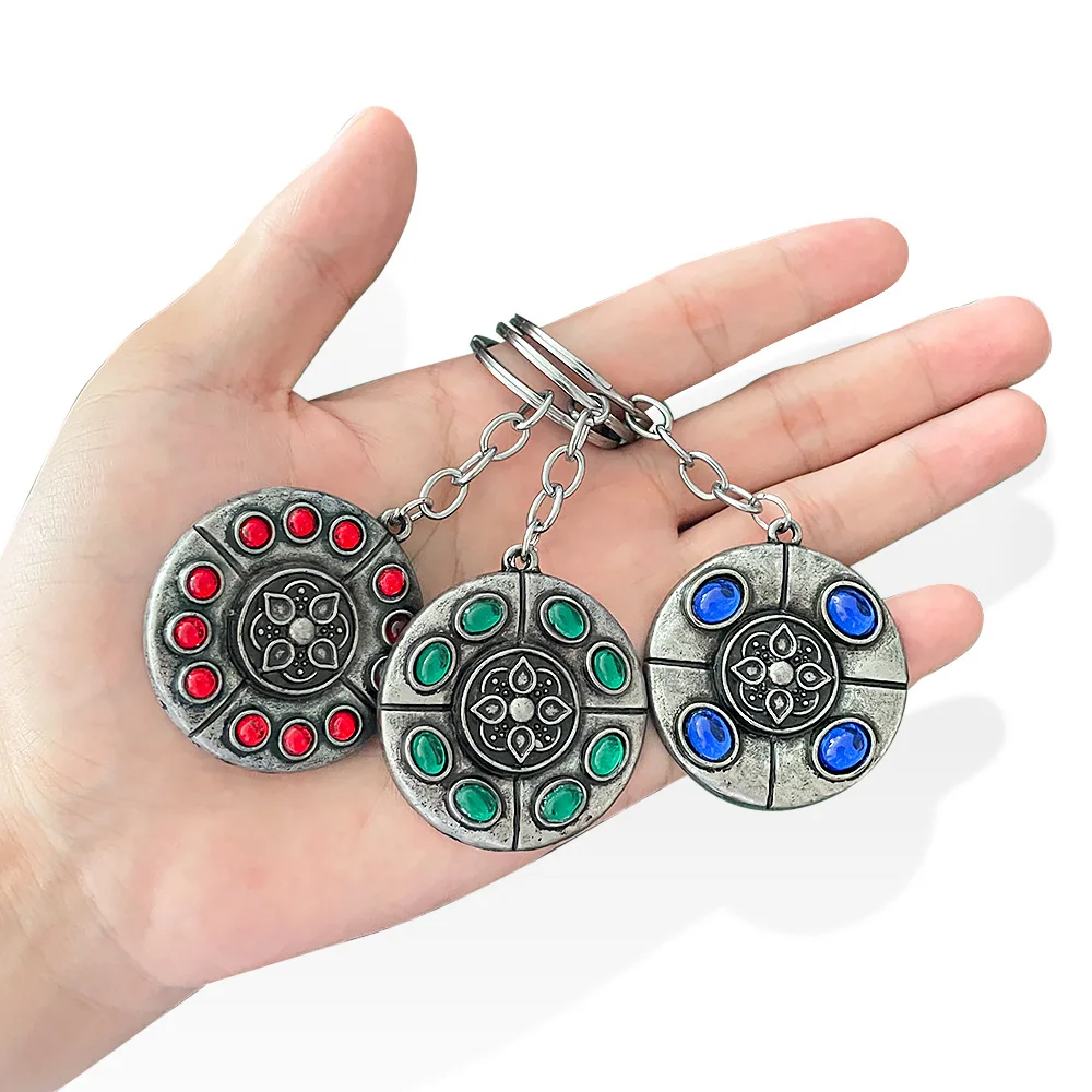 Game Keychain Elden Ring Red Green Blue Amber Amulet Key Chain Enhanced Jewel Pendant