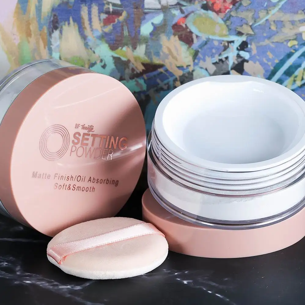 Custom Logo Talc Free Oil Control Private Label Vegan Makeup Matte Pink Loose Setting Powder Light Weight Setting Powder
