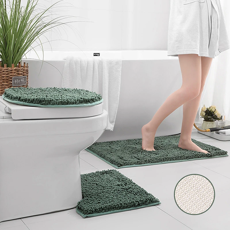 High Quality Soft Non Slip Bathroom Mat Set Home 3Pcs Toilet Cover Floor Mats Shower Bath Carpets Set