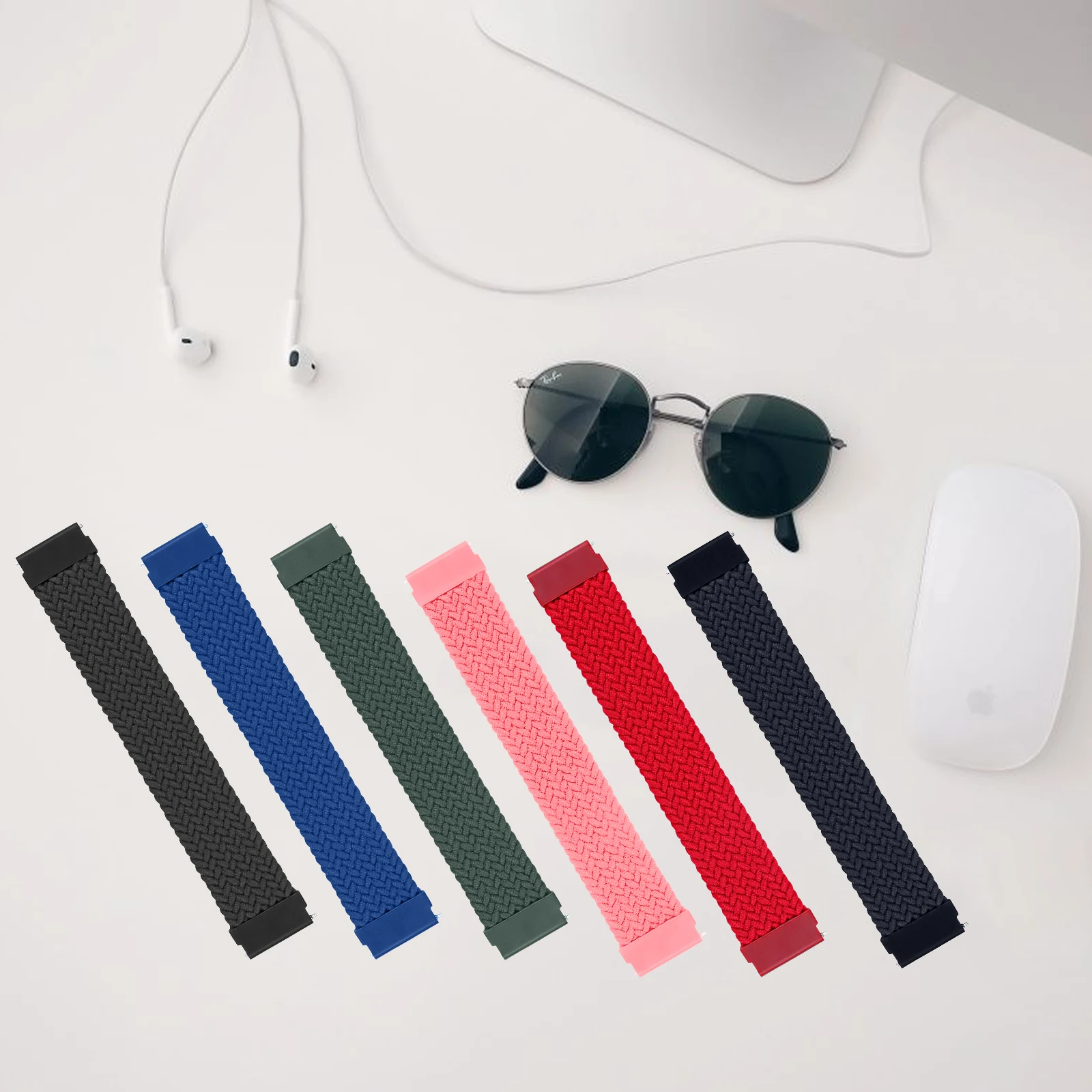 Braided Solo Loop band for Samsung Galaxy watch 4/classic/Active 2 Watchband 20mm 22mm Bracelet correa Amazfit GTS 2 mini strap