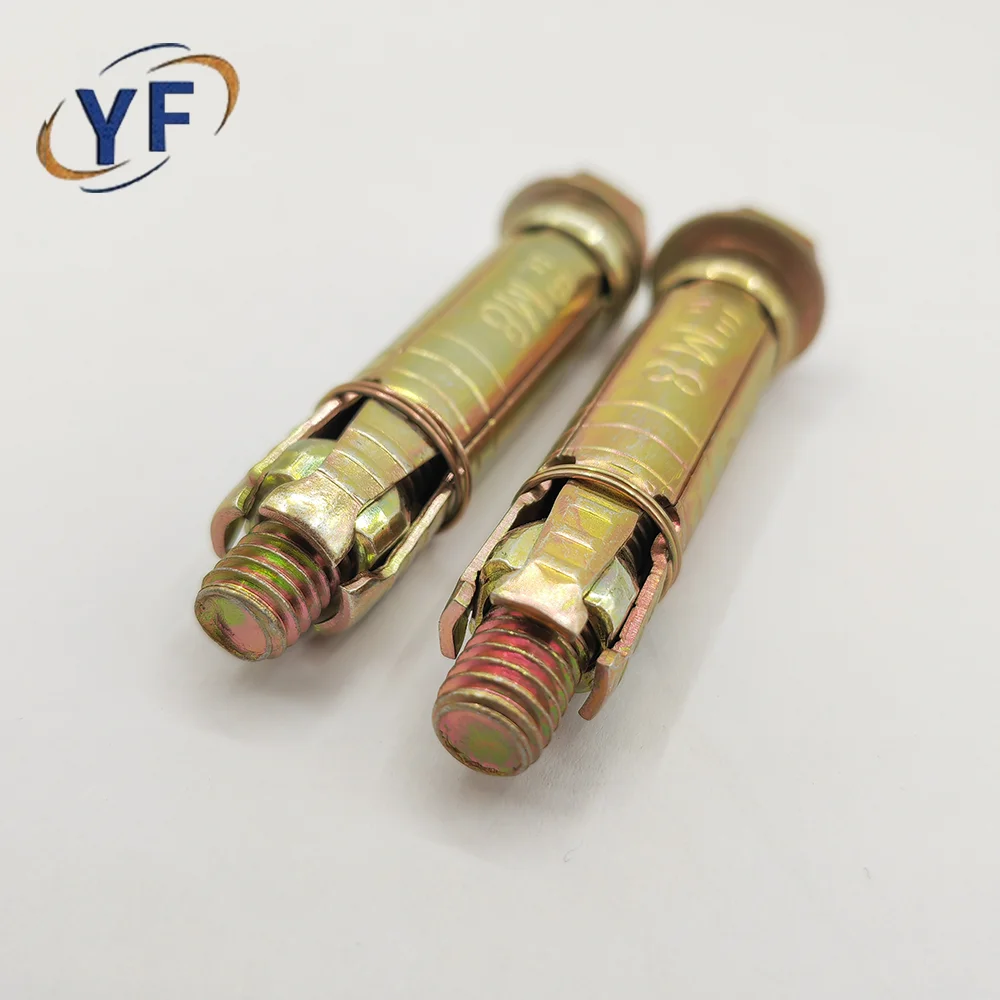 Zinc plating yellow carbon steel 3pcs 4pcs fix anchor bolt/rawl bolt