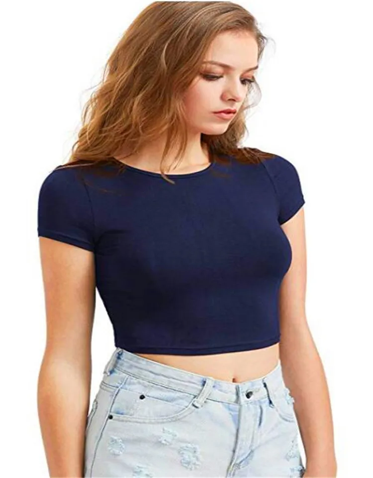 
High Quality Crop Top T Shirt Women Oversized Custom Print 