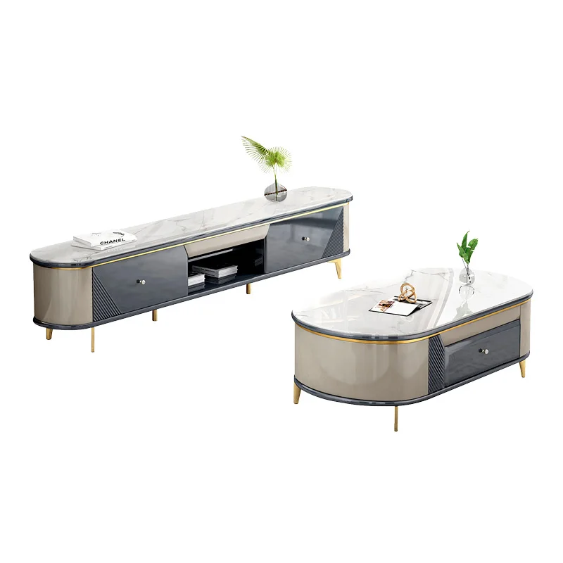 Hot Sale Marble Top Nordic Minimalist Living Room Negotiation Marble Tv Stand And Coffee Table