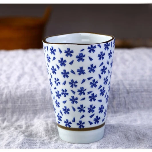 Japanese and Korean hand-painted underglaze ceramic wave cup water cup tableware big tea cup