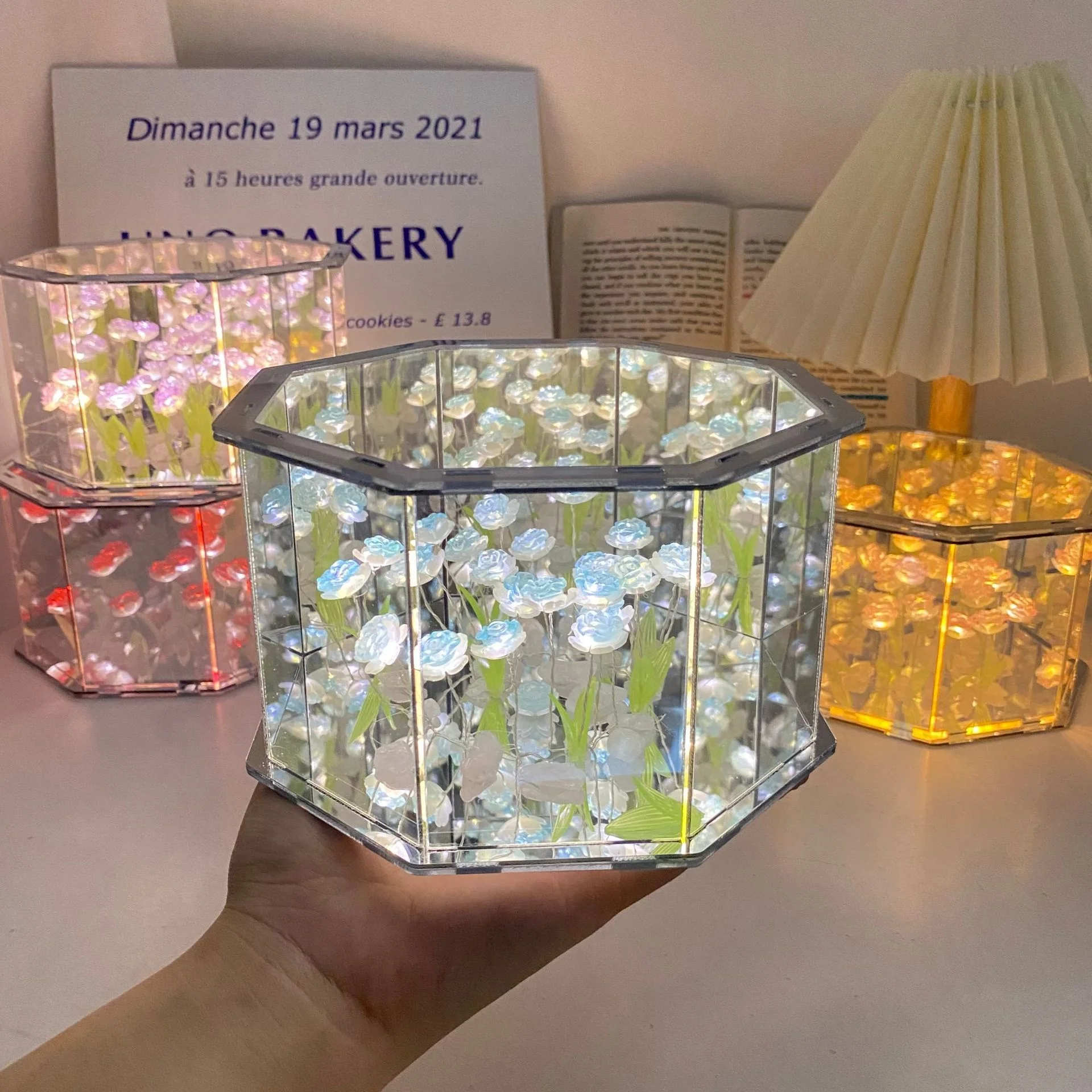 Octagonal Tulip Night Light DIY Tulip Lamp Bouquet Lights up Flowers Christmas Bedroom Decoration Night Light