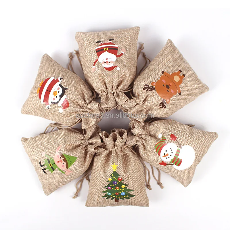 wholesale burlap linen gift bag burlap christmas burlap bags with drawstring gift bags