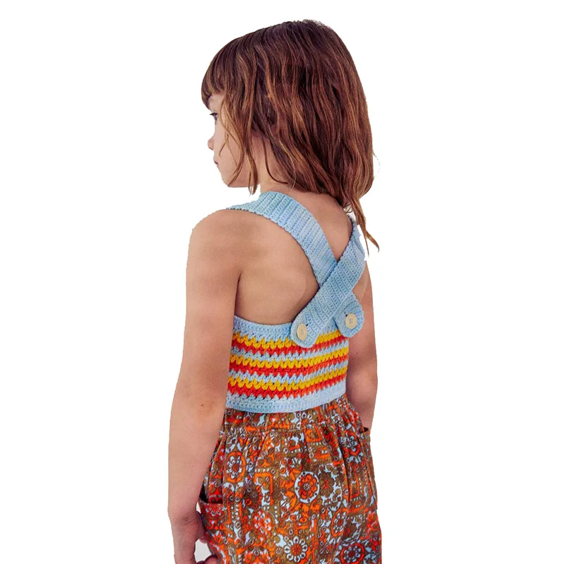 Fashion Girls Sleeveless Clothing Baby Knitted Sweater Suspender Vest Crochet Top Kids for Summer