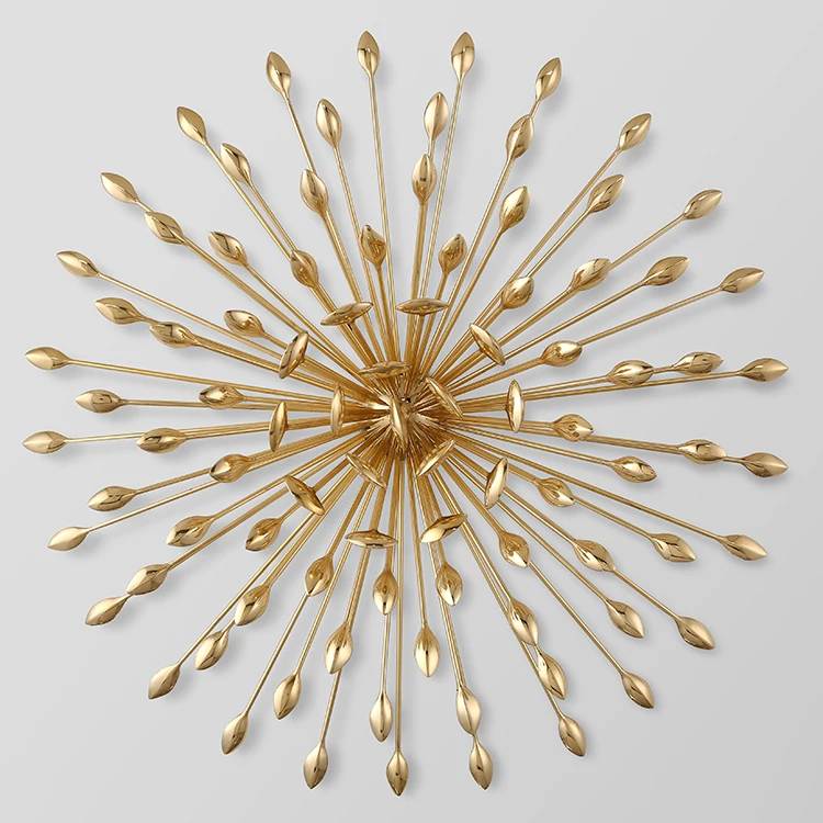 Light Luxury Wall Decor Living Room Bedroom Decorates Brass Creative Sun Flowers Accessories
