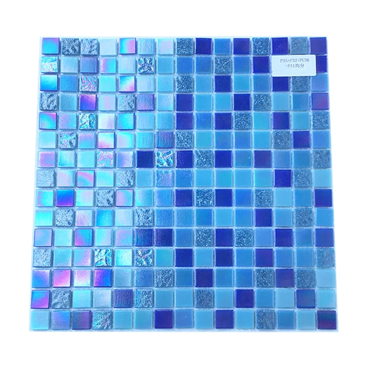 
High Quality Blue Colour Glass Mosaic Swimming Pool Tile 