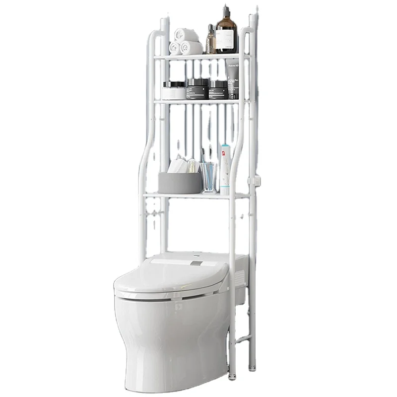 Multi-functional Bathroom Shelves 3 Tier  Over The Toilet Storage Rack  1pc Punch-free Toilet Shelves  for Bathroom Accessories