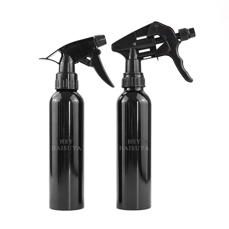 Good Quality 150ml 500ml 6oz 8oz Black Cosmetics Refillable aerosol can Aluminum Spray Bottle For Hair Powder Cleaner