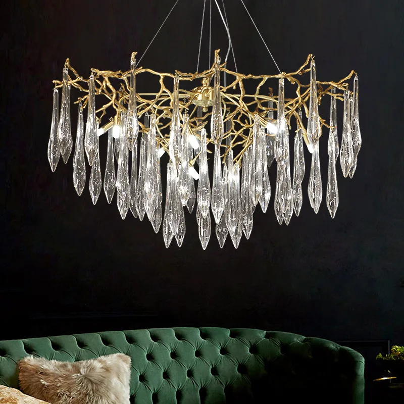 Американская люстра в роскошном стиле хрустальная лампа форме капли воды для гостиной столовой