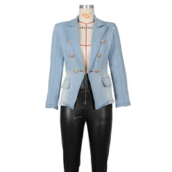 Casual stretch soft fashion slim denim jacket women blazer suit outdoor jackets