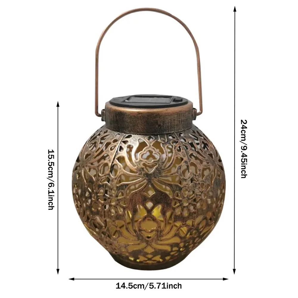 Outdoor Garden Courtyard Lawn Decor Waterproof Iron Art Hanging Lights solar panel lantern LED Landscape Light