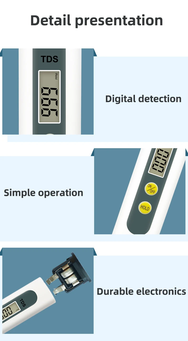 Water Pentype EC Meter Testers for Drinking Water NPT-CD501 TDS EC Water Quality Test TDS PH EC Temp Meter Pen for Hydroponics