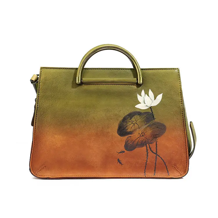 Hot Selling Mix color Sac A Main Lotus flowers Genuine leather handbags