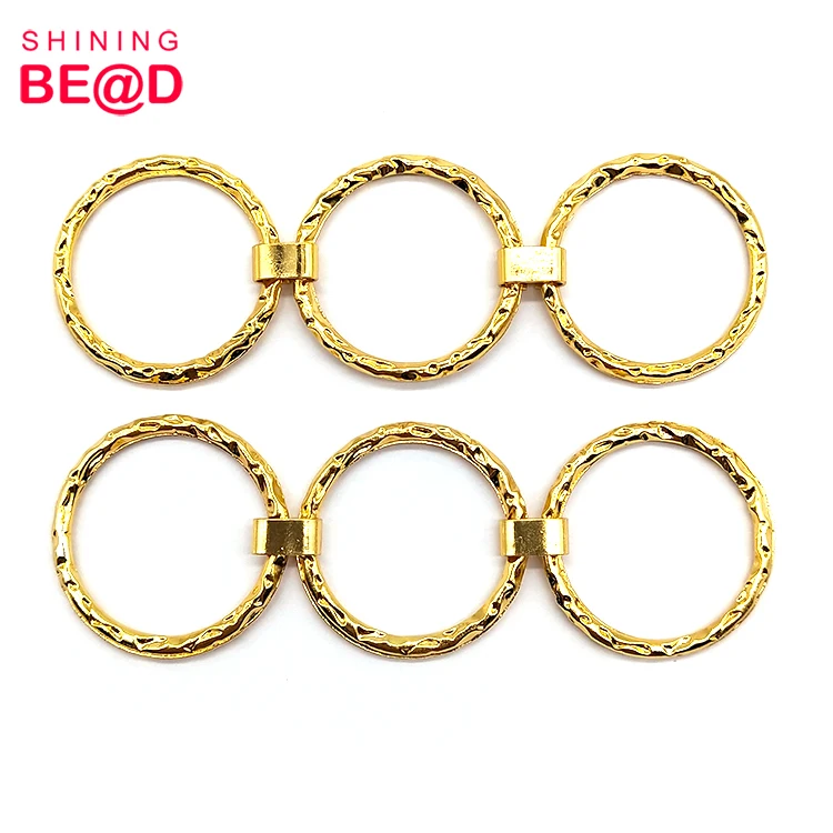 Wholesale Simple Three Ring Gold Plated Metal Bikini Connector Buckle For Swimwear Accessories