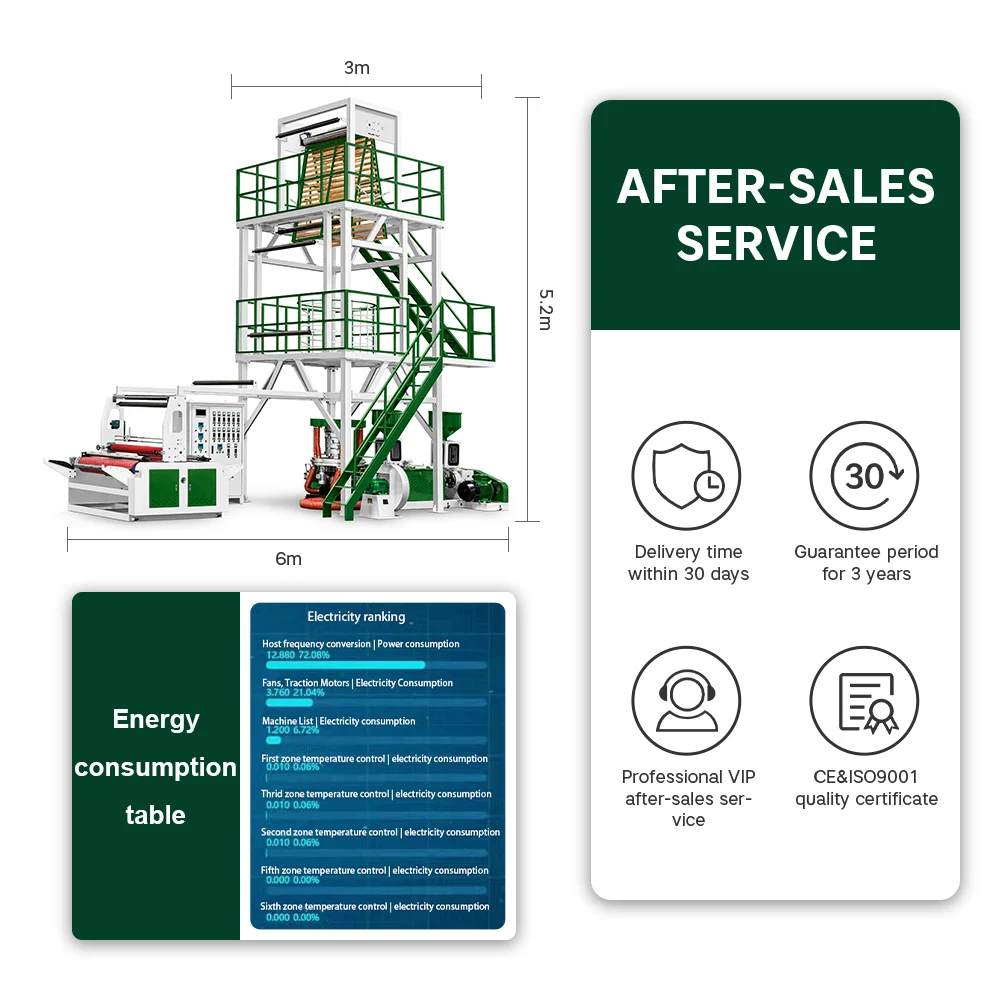 Машина для производства пленки ABA, экструдер, машина для выдувания экструзионной пленки, машина для выдувания пленки пла, термоусадочная машина для выдувания ПЭНД, 50-3 лет