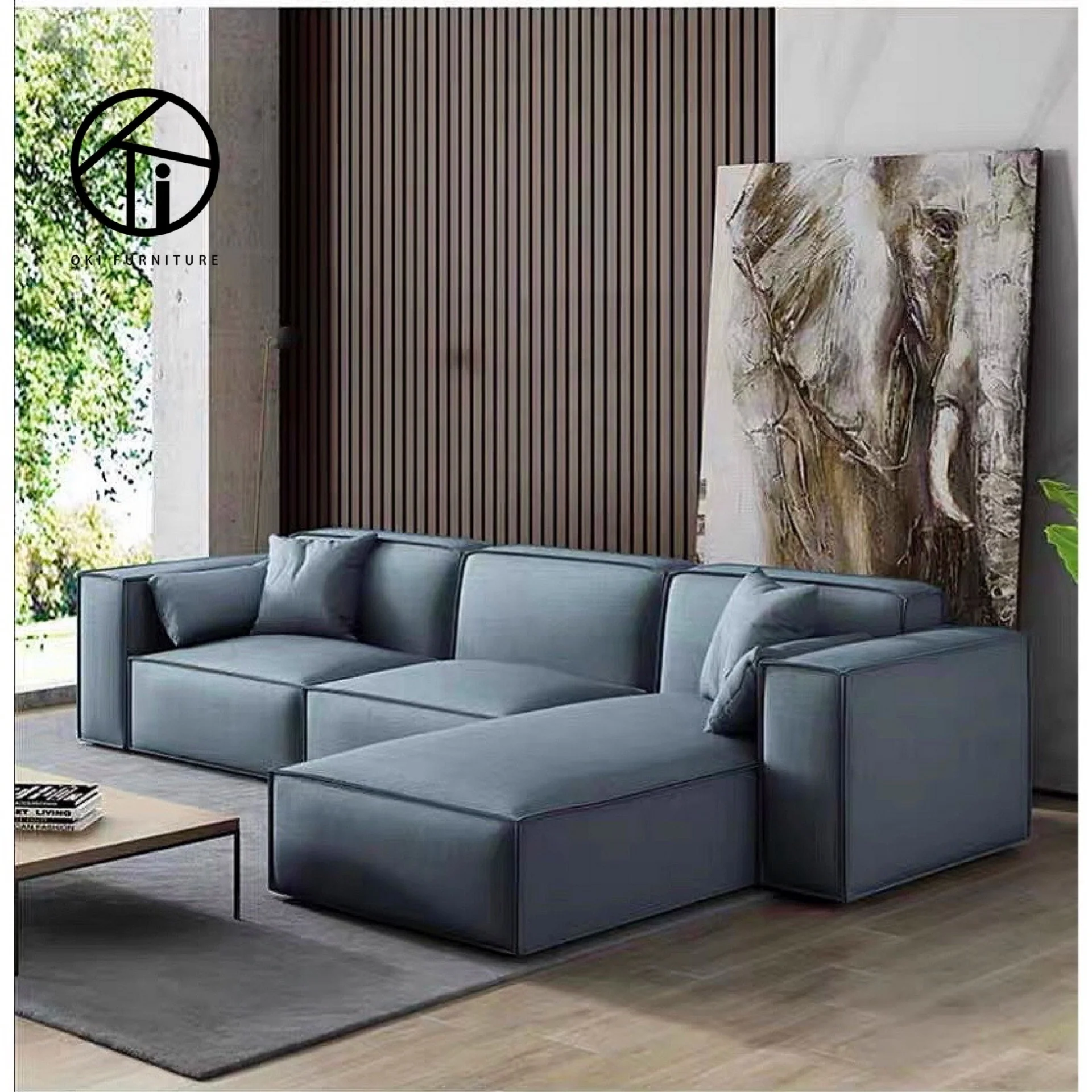 European style simple high-quality sofa couch living room furniture cost-effective large fabric L shape section sofa