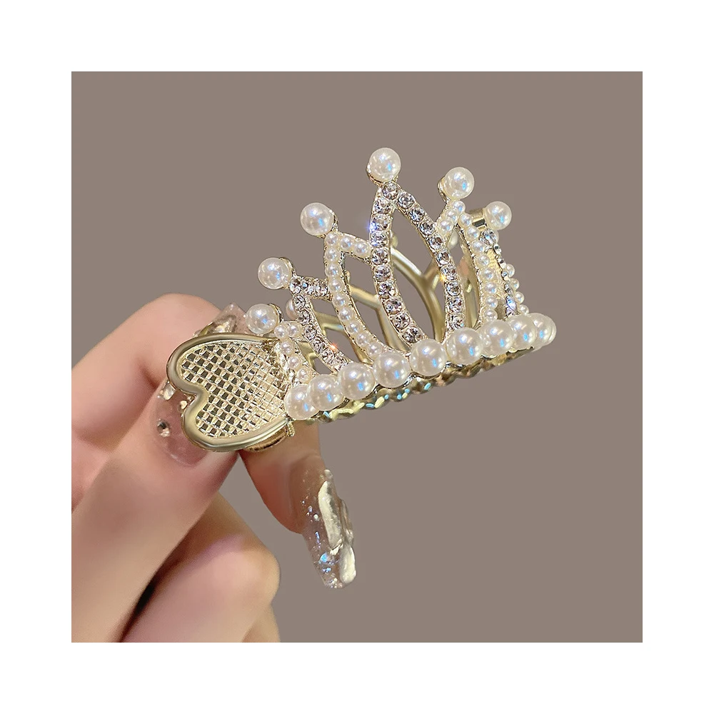 wholesale trendy colorful various flower crown glass jade sparkling gleaming Hair claw clamp hairpin shark clip women ladies