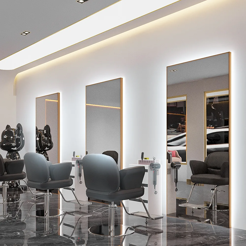 Wall Mounted Traditional LED Metal Hairdressing Mirror for Salon Use