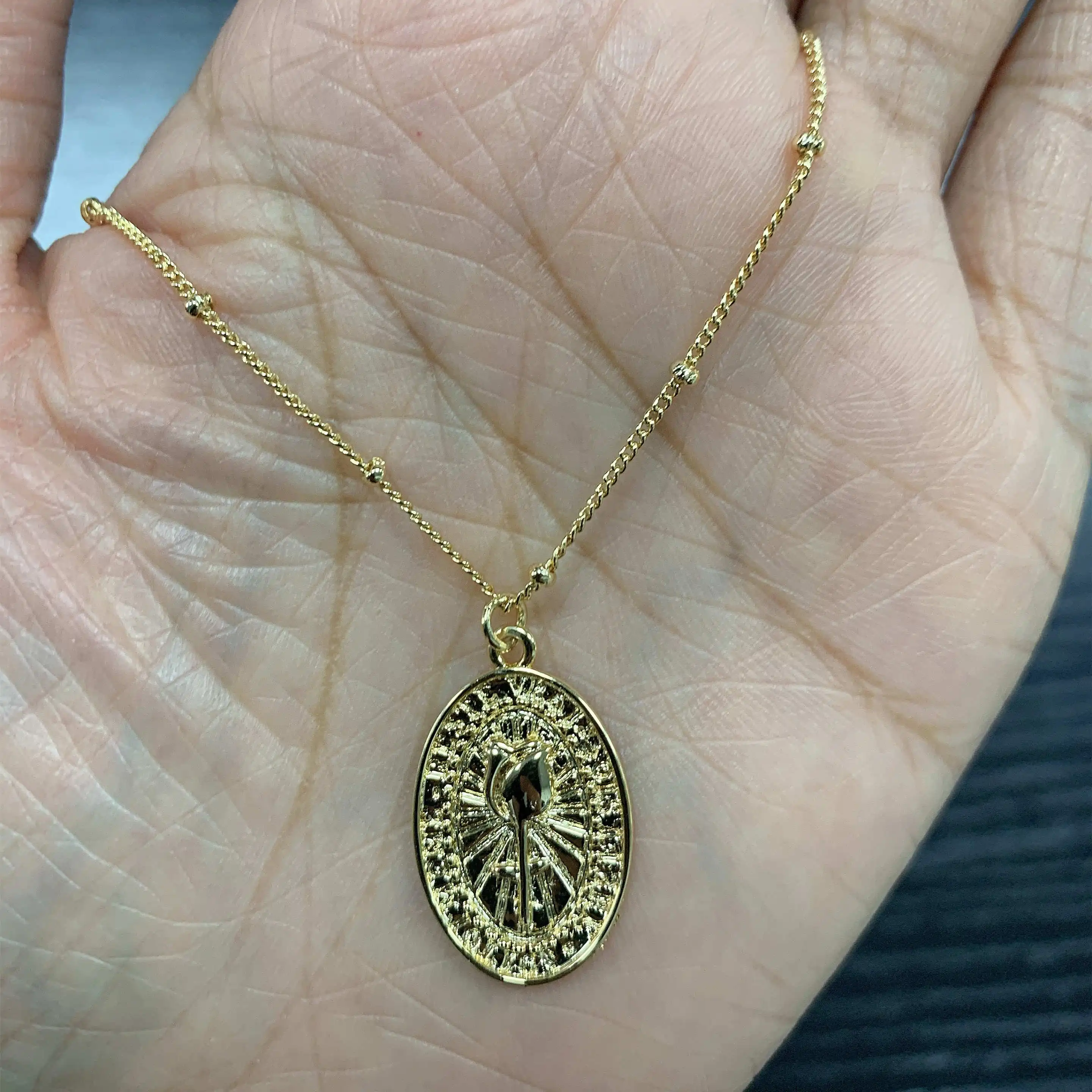 Daidan Gold Plated Necklace Chain Rose Jewelry 18K Gold Custom Silver Rose Flower Necklace