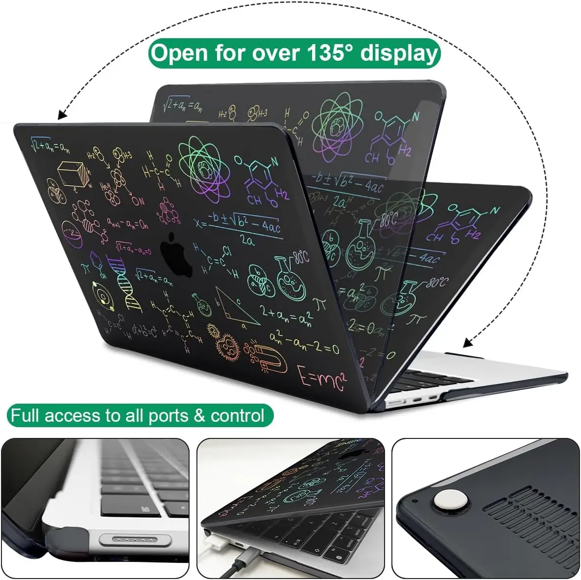 Custom Laser Print Pattern Glittery Clear Plastic Hard Shell Cover Case for MacBook Air 15 15.3 Inch 2023 2024 M2 A2941 M3 A3114