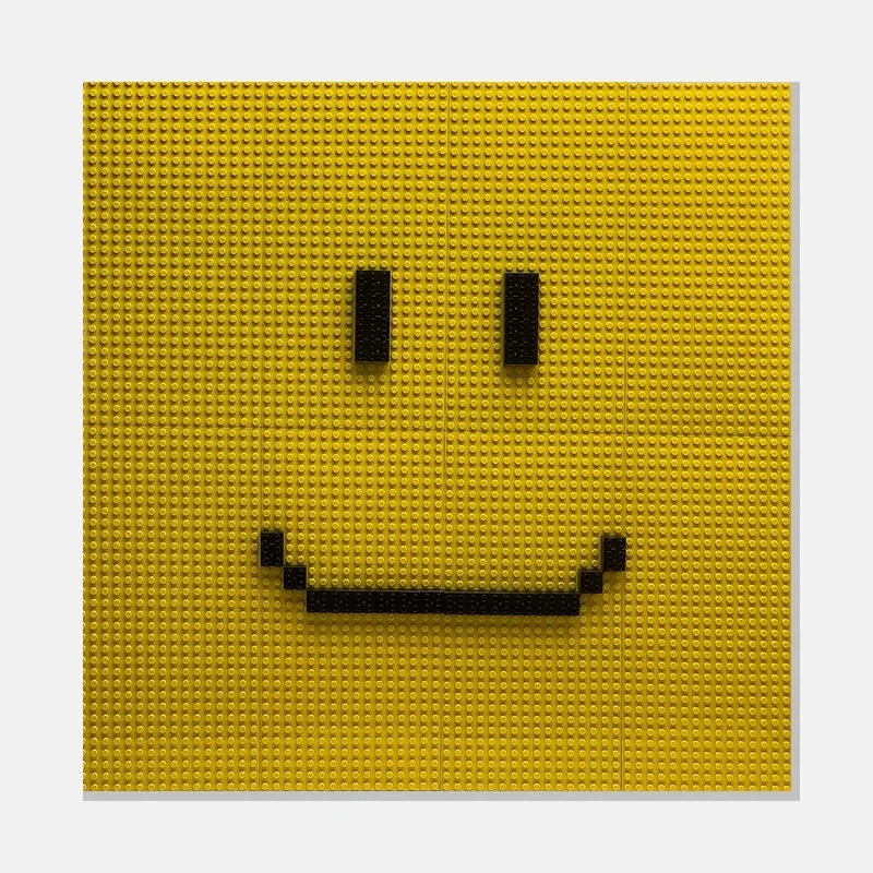 JZ Large 3D Kids Room Decor Painting And Wall Art Mixed Media Art Artwork Handmade Abstract Smiley Face Lego Wall Art