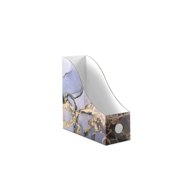 Marble Pattern Magazine Holder Gold Glitter Corrugated Board Book Bins Foldable Magazine Organizer Box Book File Folder Holder