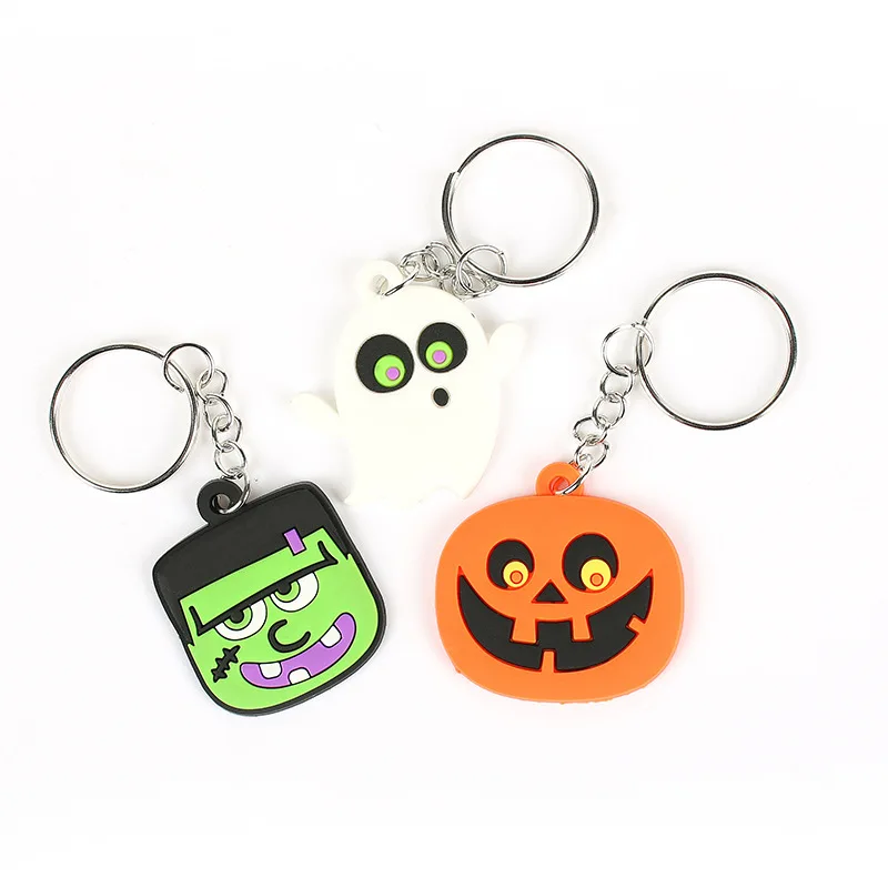 Explosion Pumpkin Bat Ghost Keychain Halloween PVc Soft Keychain Bag Ornament