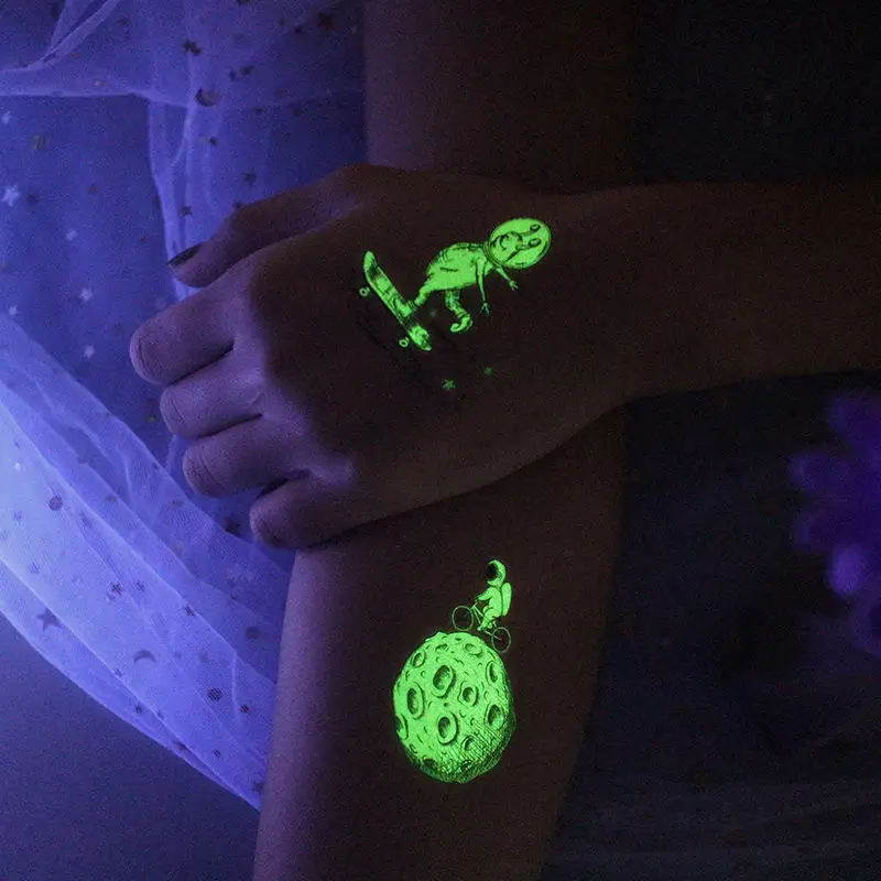 УФ Blacklight татуировки нетоксичные ручной боди Светящиеся в темноте временные неоновые наклейки