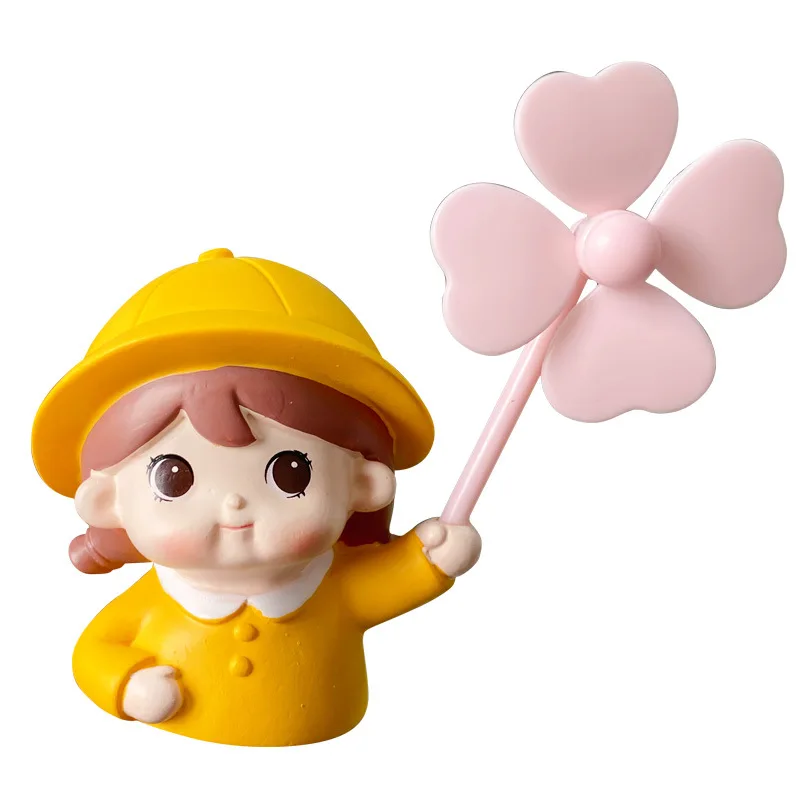 Cartoon Cute Little Girl Playing windmill Car Perfume Air Freshener Outlet Creative Fan Vent Clips Aroma Diffuser Decorative